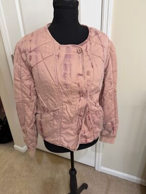 Marrakech Anthro Style Quilted Jacket small pink tie dye moto lightweight